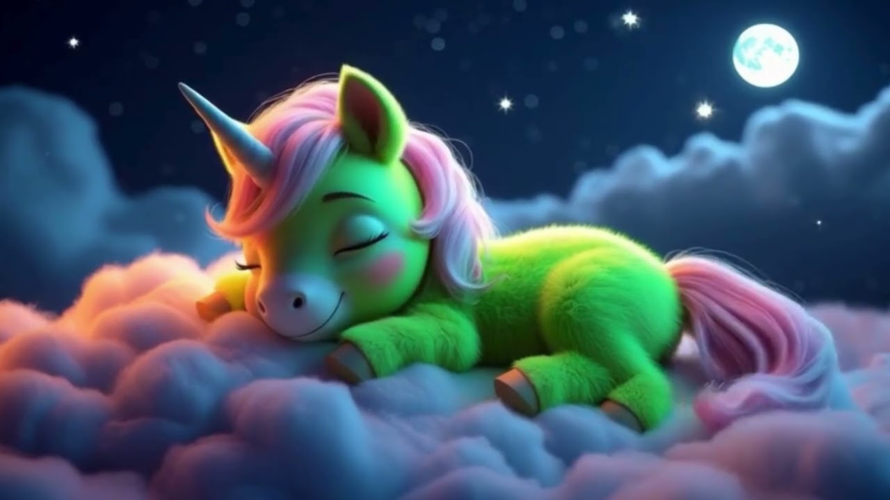 Sleepy unicorn on cloud bed🦄✨  Calm Baby Bedtime Music (No Ads)