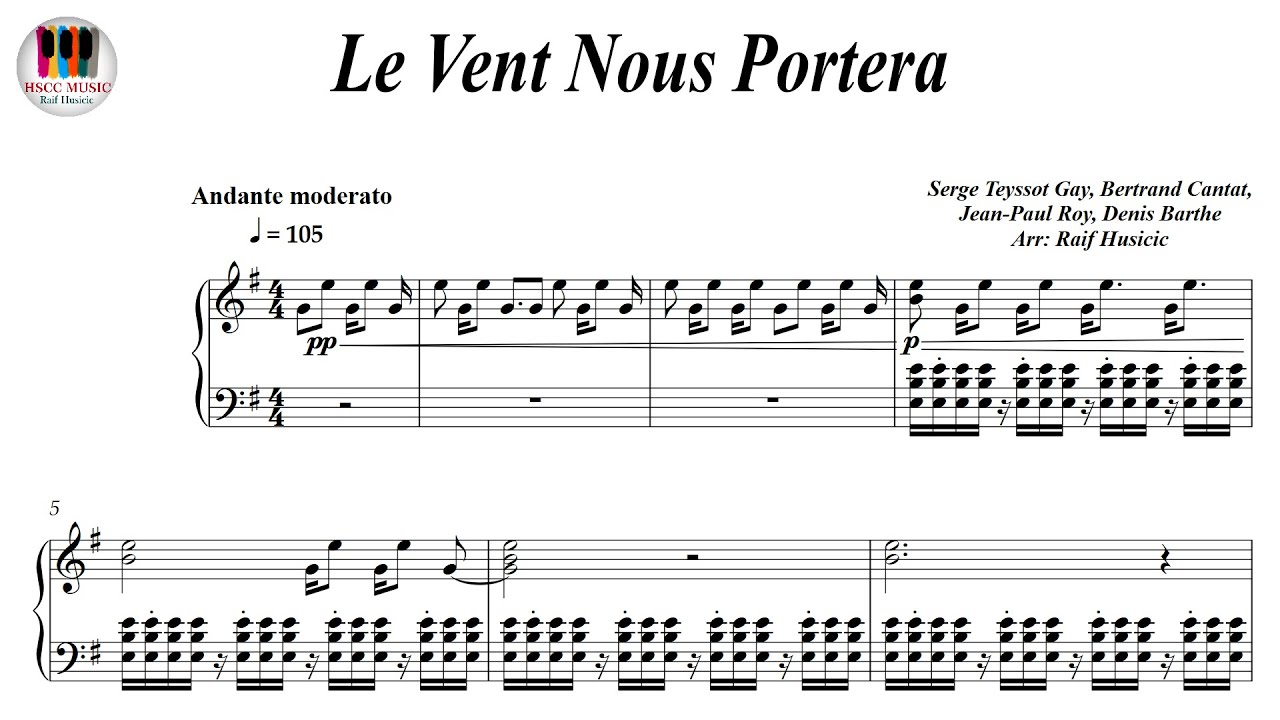 Le Vent Nous Portera - Noir Désir, Piano Sheet Music, Piano Tutorial