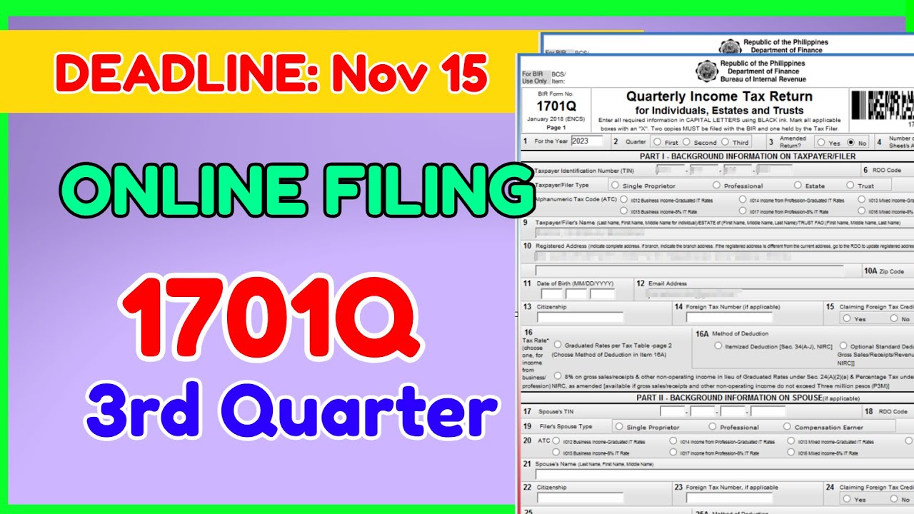 1701Q 3rd Quarter Filing Online | How to File ITR eBIRFORM Online