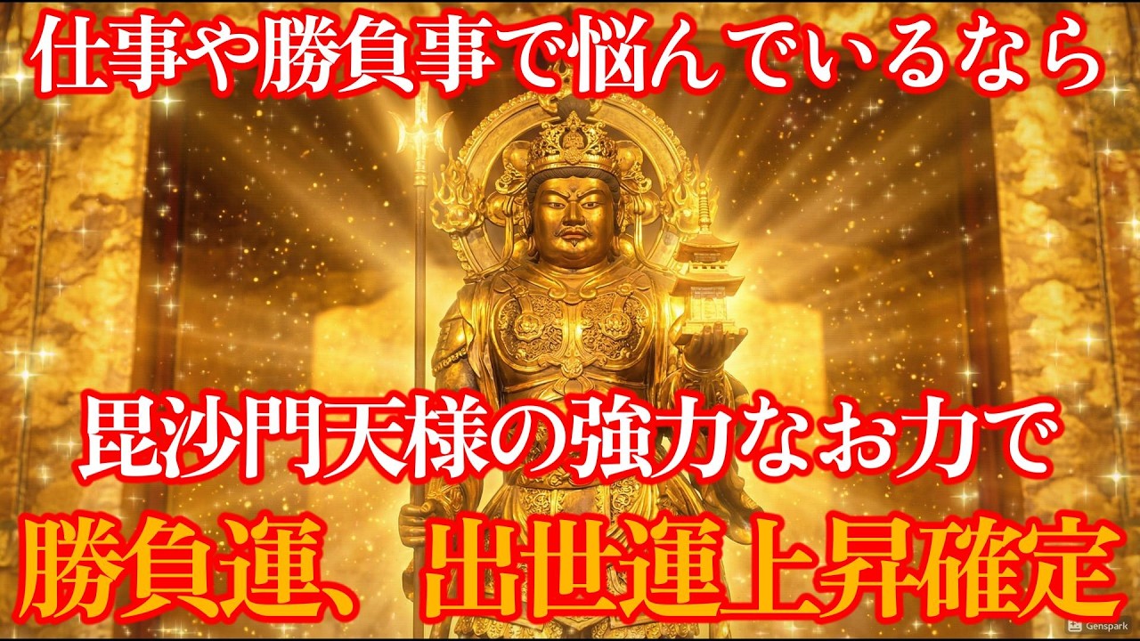 勝負運・出世運が爆上がり!!今すぐ見ておきたい毘沙門天様の最強の守護と加護で人生大逆転へ導く【不思議な力が宿る特別映像】願いが叶う開運音楽・運気覚醒｜174Hz
