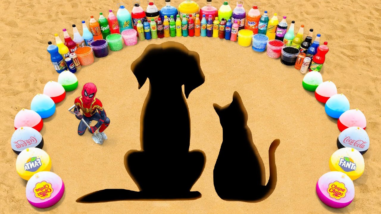 How to Make Dog and Cat with Orbeez & Cement, Giant Coca Cola, Fanta Balloons, Big Mtn Dew vs Mentos
