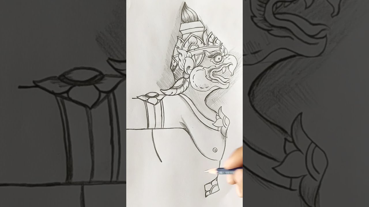 របៀបគូររូបស្ដេចគ្រុឌ || How to drawing krud with pencil
