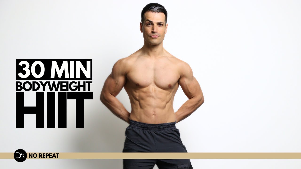 30 min No Repeat Bodyweight HIIT Workout | No Equipment Follow Along