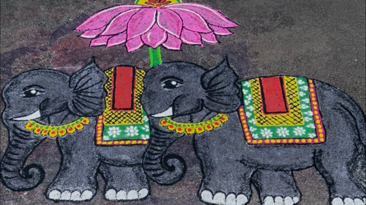 மார்கழி ரங்கோலி 🐘elephant rangoli designs#யானை#elephant#rangoli#muggulu#kolam#ytvideo#trending#