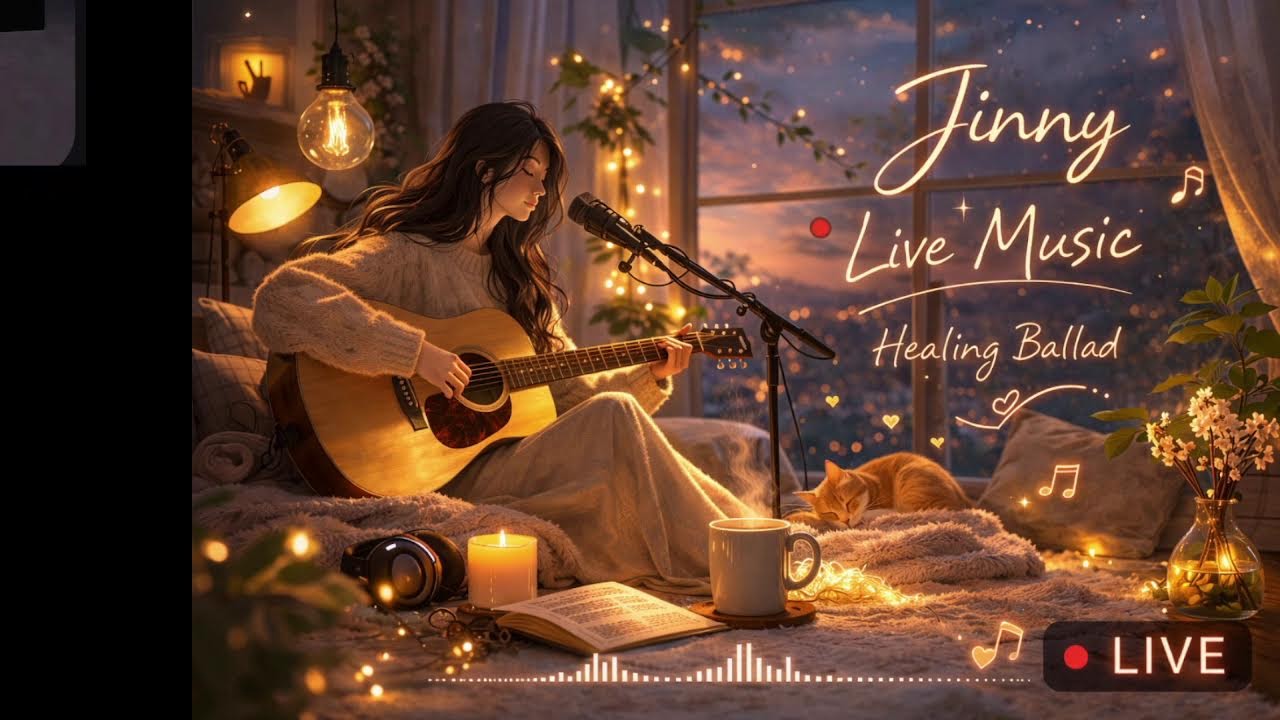 [지니 뮤직] 24시간 힐링 발라드 플레이리스트 | Jinny 라이브 뮤직 🌙 감성 어쿠스틱 & 새벽 감성 음악 l낮엔 설렘, 밤엔 솔직해지는 카페 플레이리스트