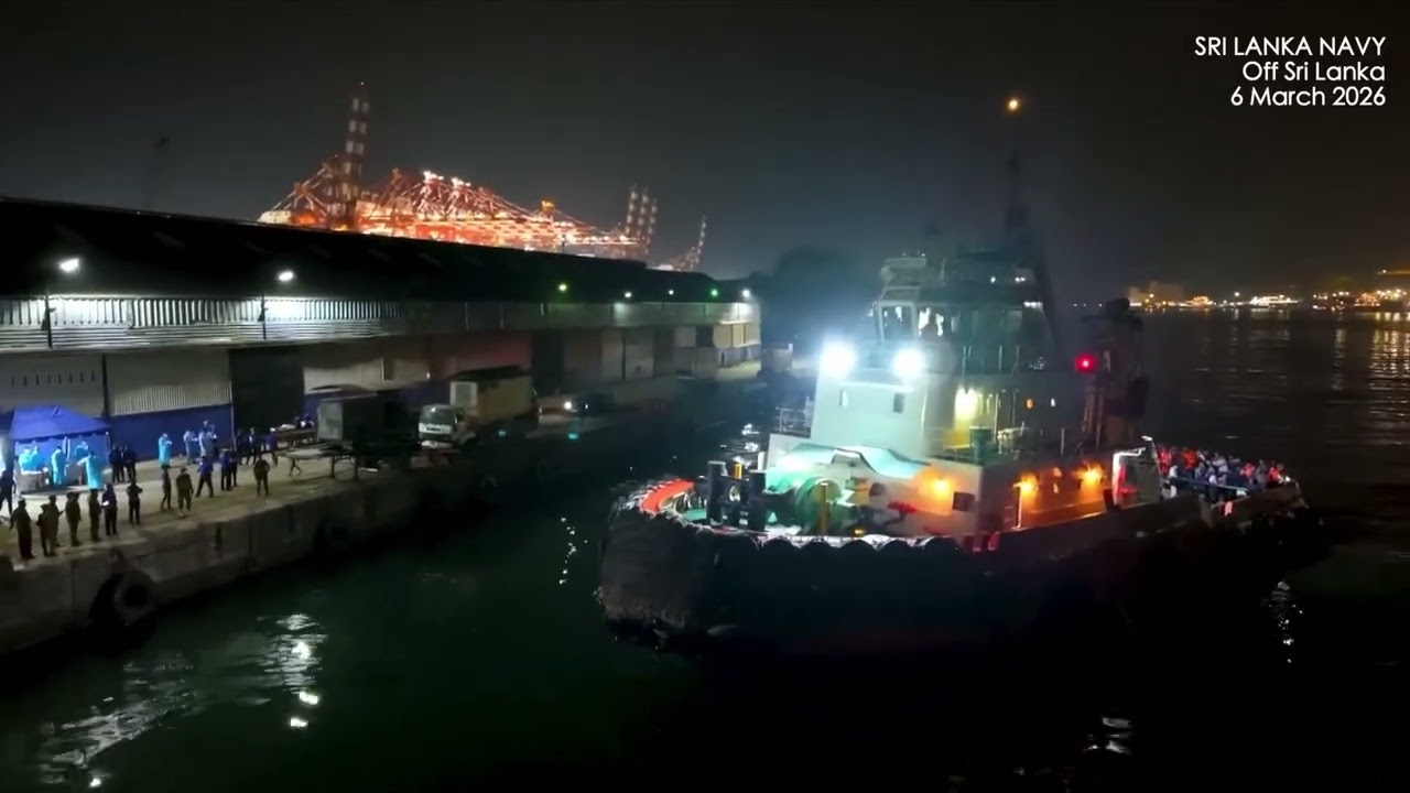 SCENE Sri Lankan Navy shows Iranian warship taken in custody; sailors being transferred