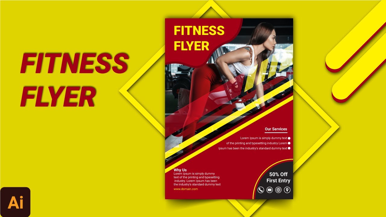 Gym Flyer Design in Adobe Illustrator | Fitness Flyer Design in Adobe Illustrator