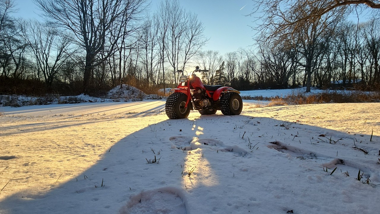 A Honda Three Wheeler in the Snow
