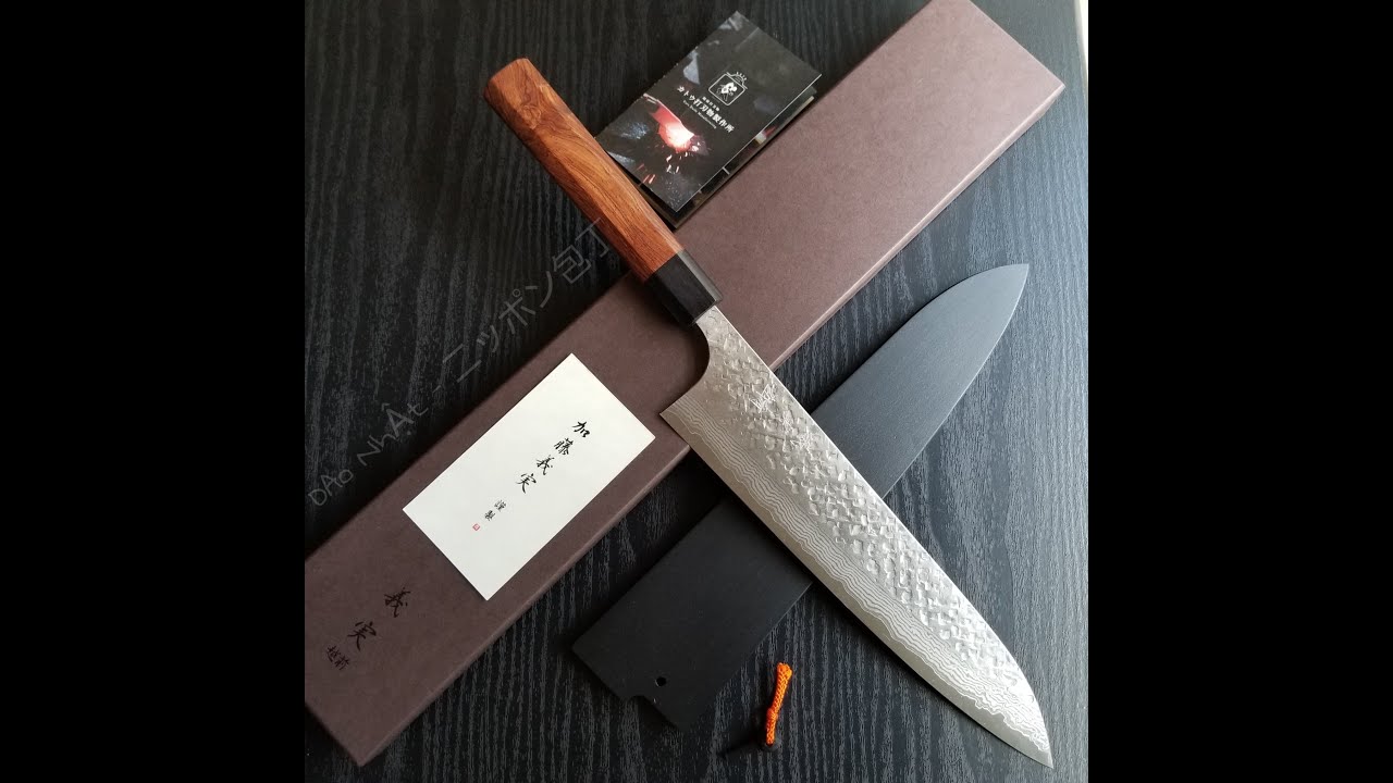 Gyuto (Chef's Knife) Japanese knife Kato Yoshimi VG-10 Damascus | 加藤 義実 牛刀 ダマスカス鋼