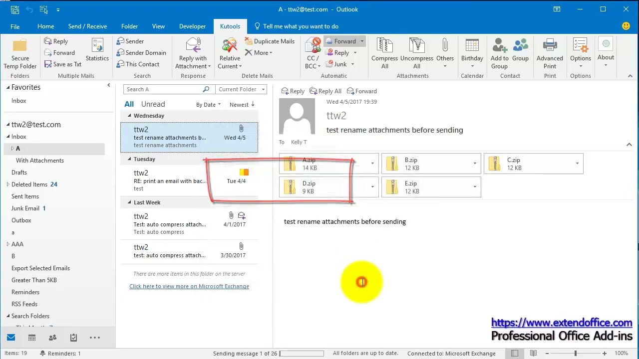 How to (auto) compress attachments in messages in Outlook