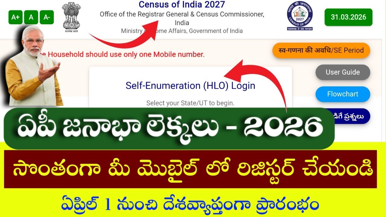 Census Self-Enumeration 2026-27|AP House Census 2026|Census 2027|Ap House Listing Survey 2026-27|