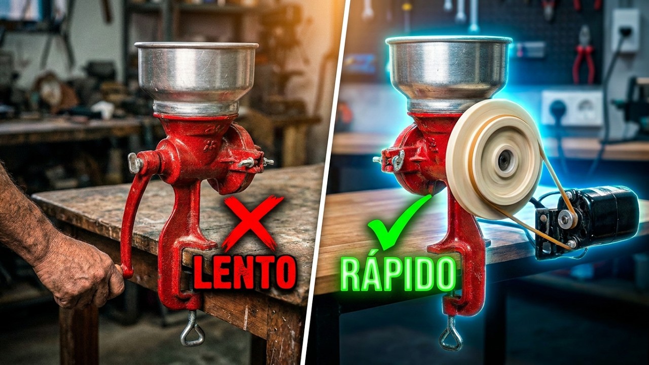 Hacer Electrico un Molino de Mano con una MAQUINA DE COSER 2