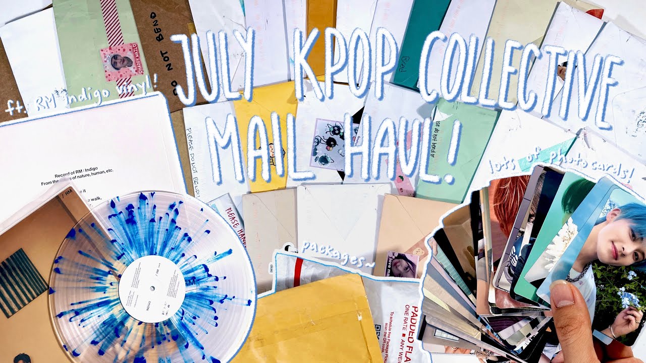 kpop collective mail haul 07.23 ✿ tons of photocard trades, gifts, group orders + rm indigo vinyl !