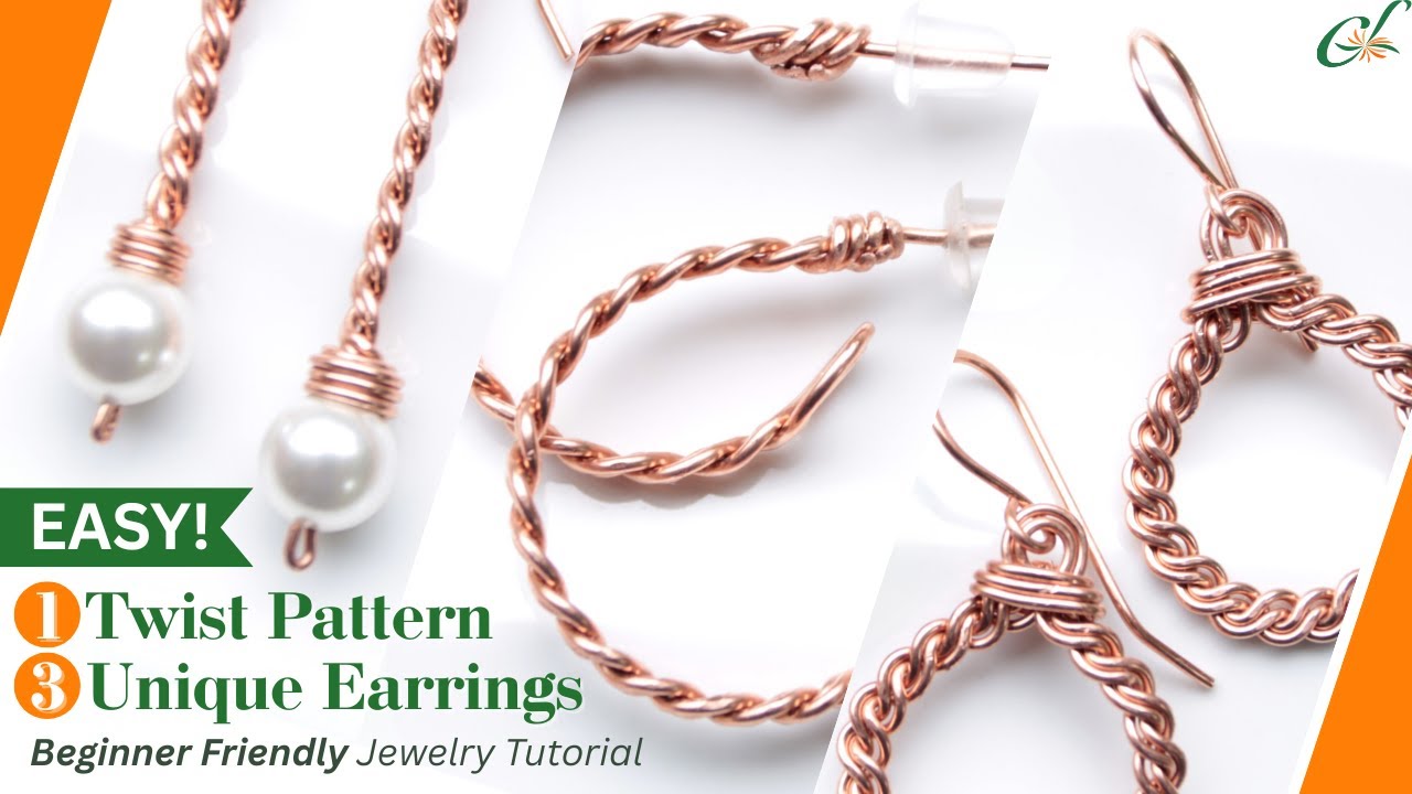 💥EASY! 1 Wire Twist Pattern, 3 Classic DIY Earrings | Beginner Jewelry Tutorial