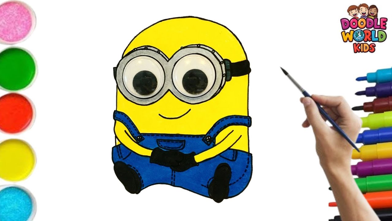 How to Draw Minion 💛 Easy Cute Minions Drawing for Kids | Doodle World Kids
