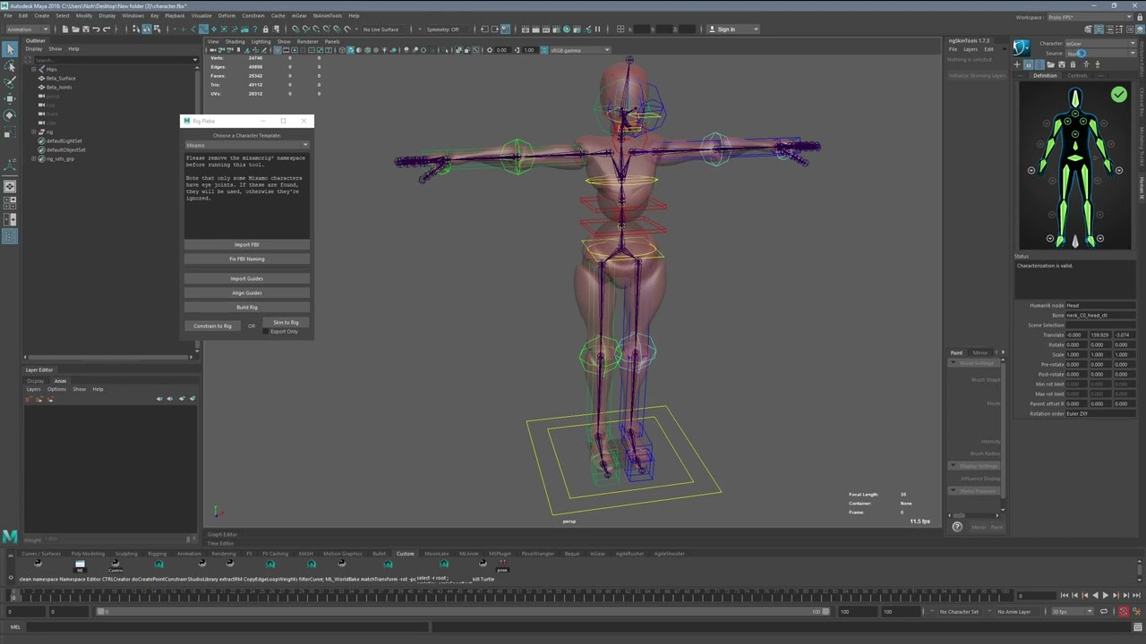 Mixamo to mGear with HIK