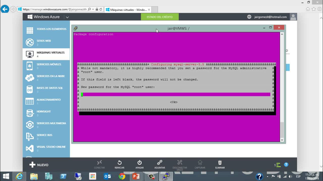 Instalar servidor web LAMP con Tasksel en Ubuntu Server 14.04 LTS de Microsoft Azure
