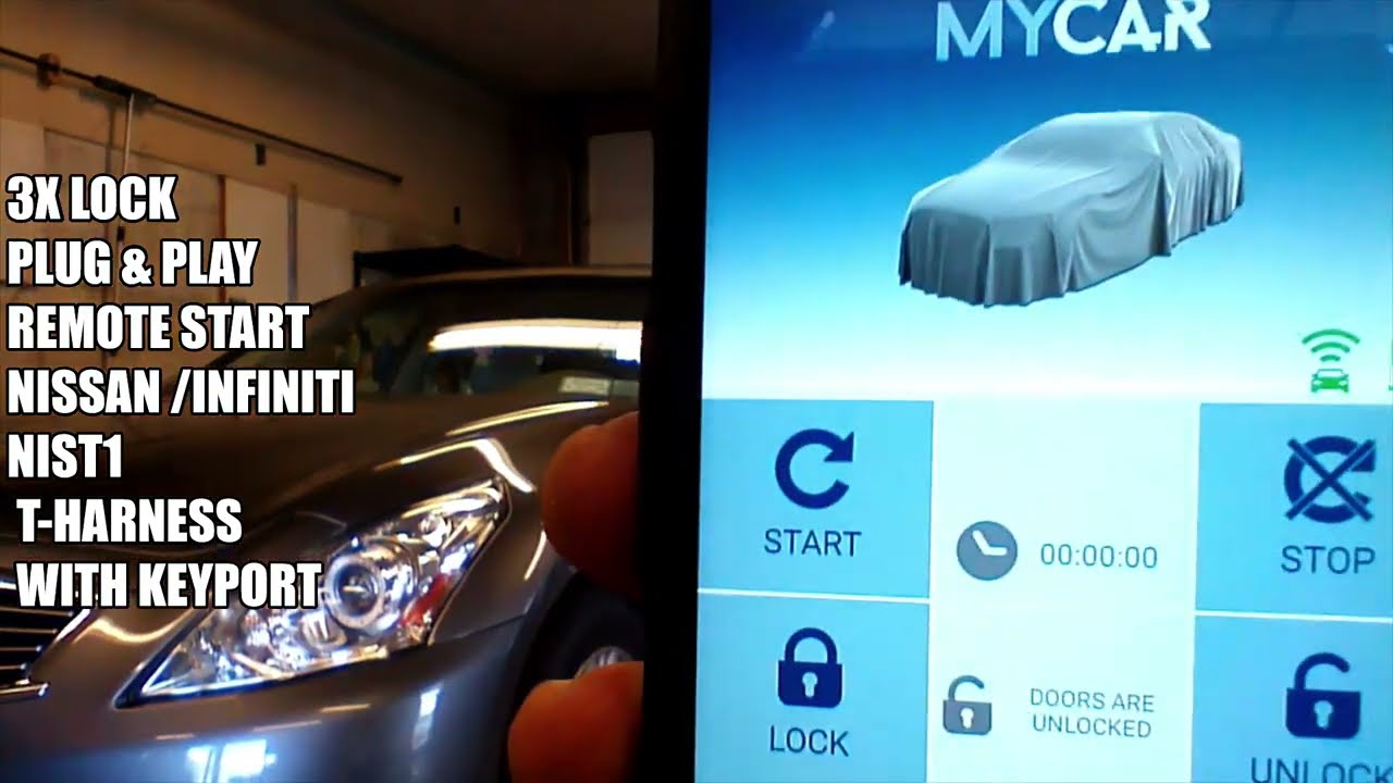 3X Lock Plug & Play Remote Start Nissan/Infiniti NIST1 T-Harness с приложением Keyport MYCAR SMAR...
