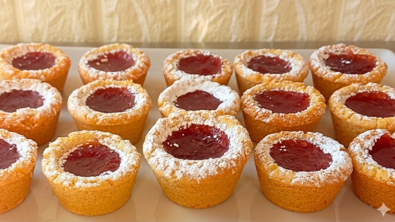 🍓 Strawberry Jam Mini Tartlets – Easy & Delicious! 🍓