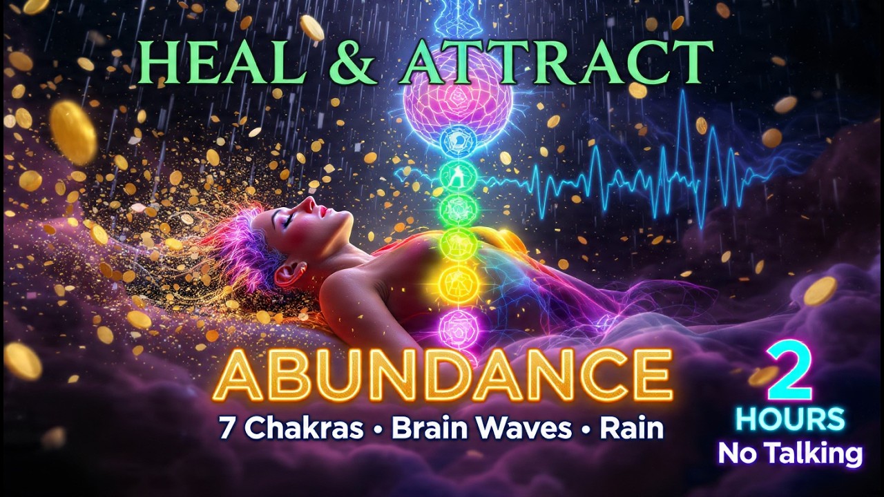 Heal & Attract Abundance While You Sleep 7 Chakras Brain Waves • Gentle Rain 3 Hours