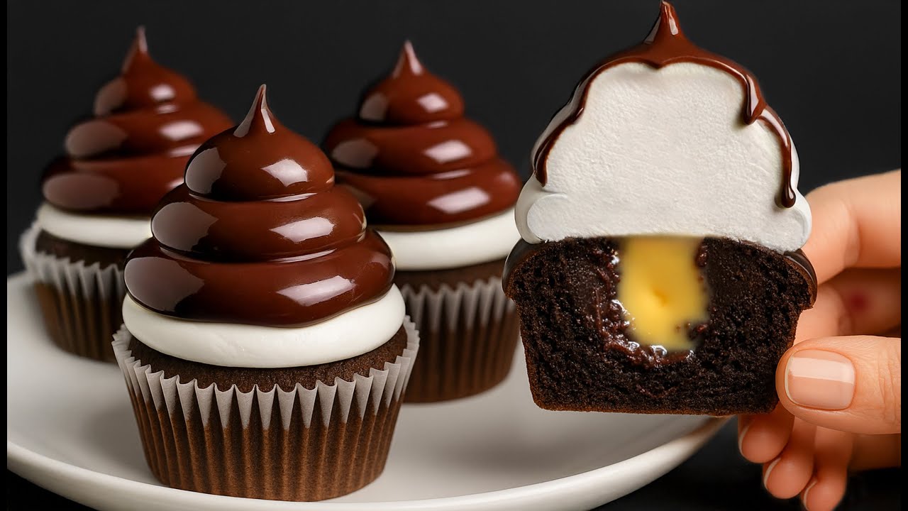 Einfache Schoko-Cupcakes mit Cremefüllung – jeder kann’s backen