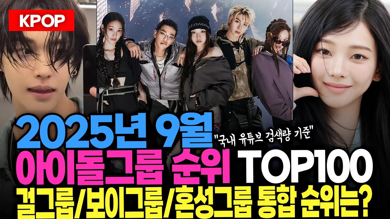 아이돌그룹 통합순위 TOP100 (2025.09) / 걸그룹 VS 보이그룹 VS 혼성그룹 - 
