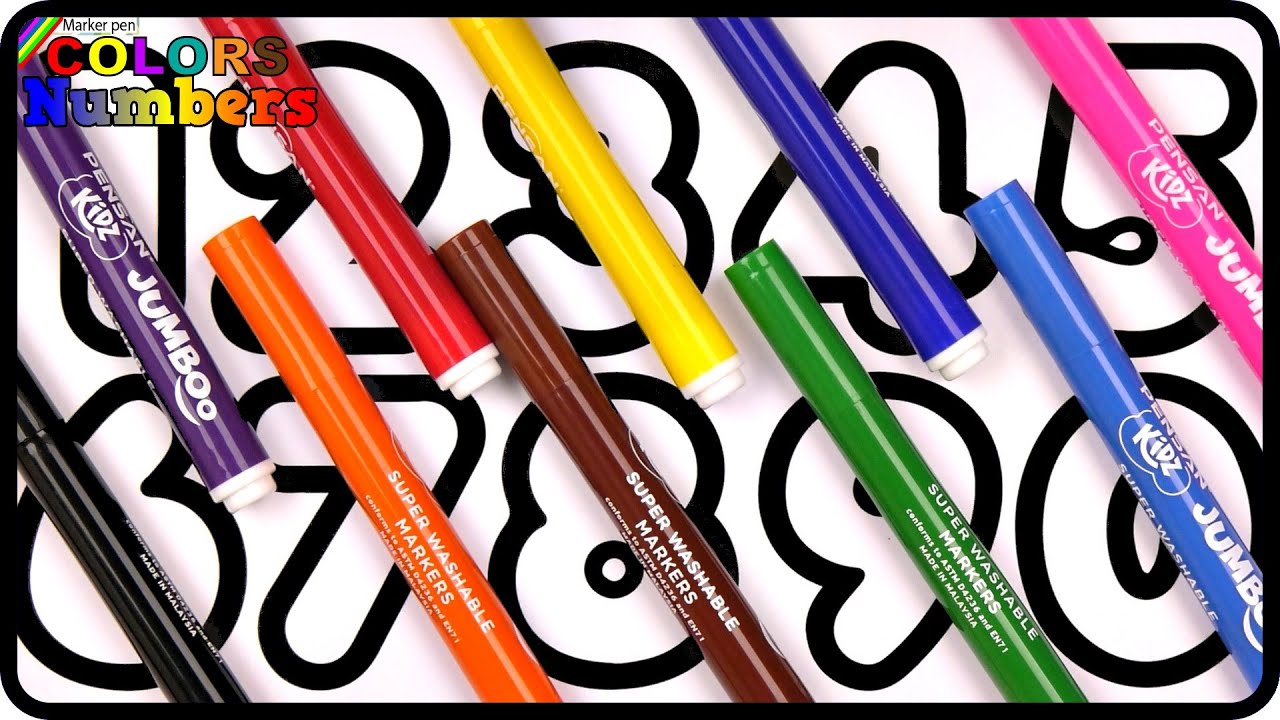 Learn Numbers with BIG Marker Pen Coloring Pages