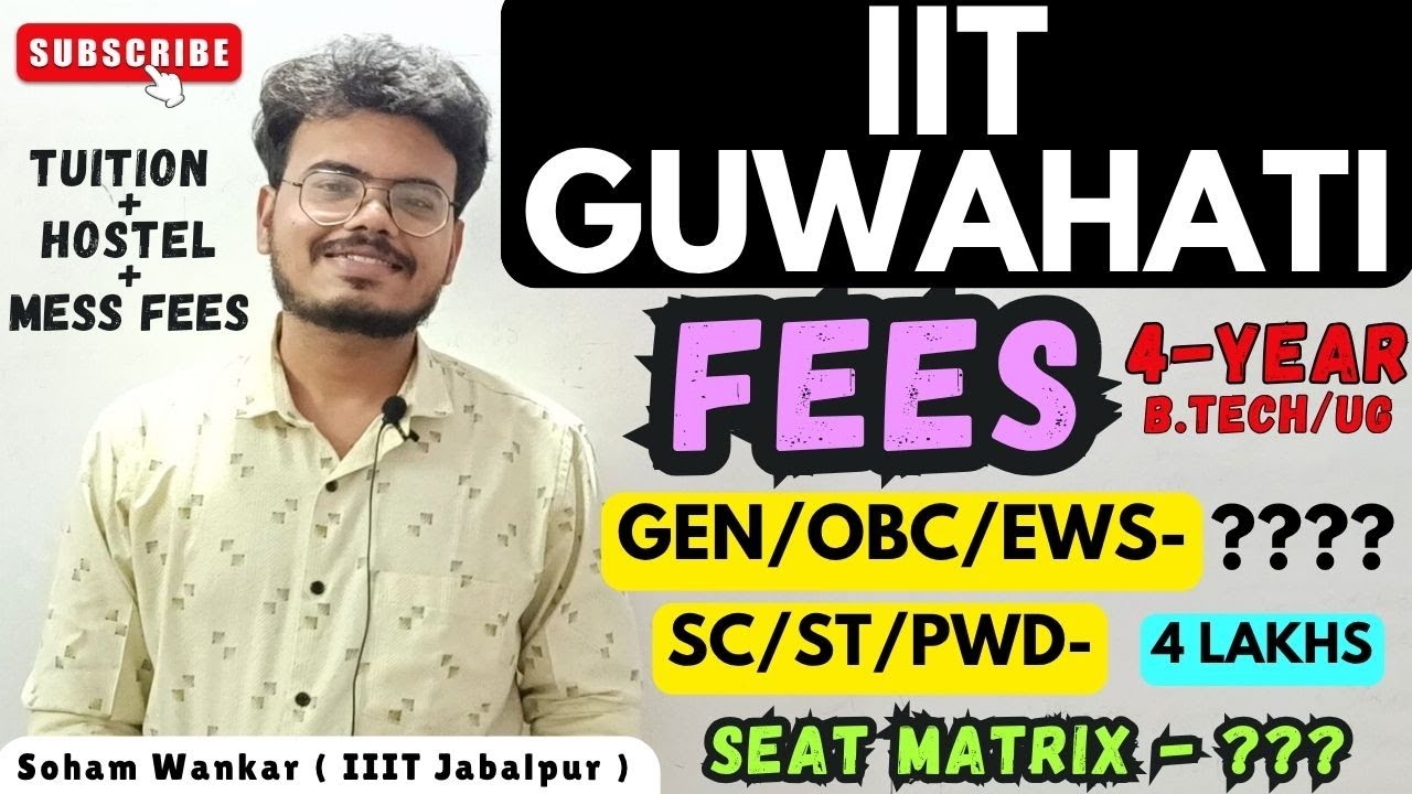 IIT Guwahati FEES Structure (4 Year - UG/B.Tech) | Tuition+ Hostel+ Mess Fees & Seat Matrix 2025!