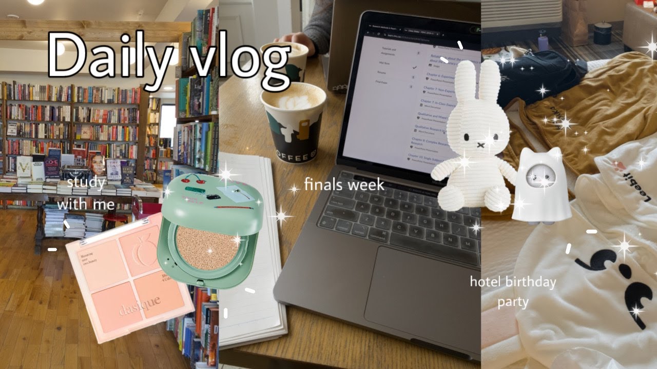 Finals Week 🎀📚; End of a semester, Cafe study 🎧☕️, Friend's bday, EXTREME stuDYING 📈, Productive 💻