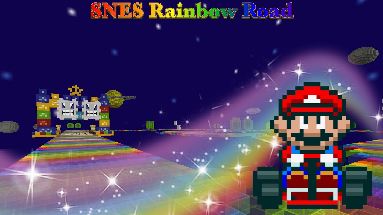 SNES Rainbow Road Minecraft Mario Kart Tour/8DX *Remastered*