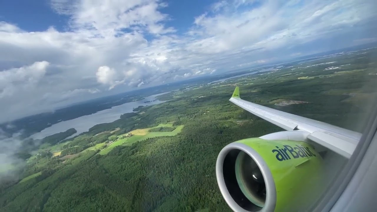 airBaltic Airbus A220-300 Taxi & Takeoff From Tampere-Pirkkala Airport