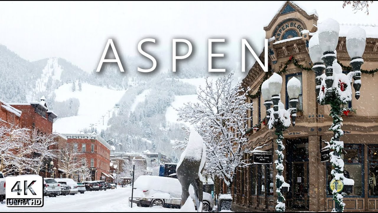 Aspen Colorado - Snowy Morning in Christmas Decorated Billionaires Town - 4K Walking Tour
