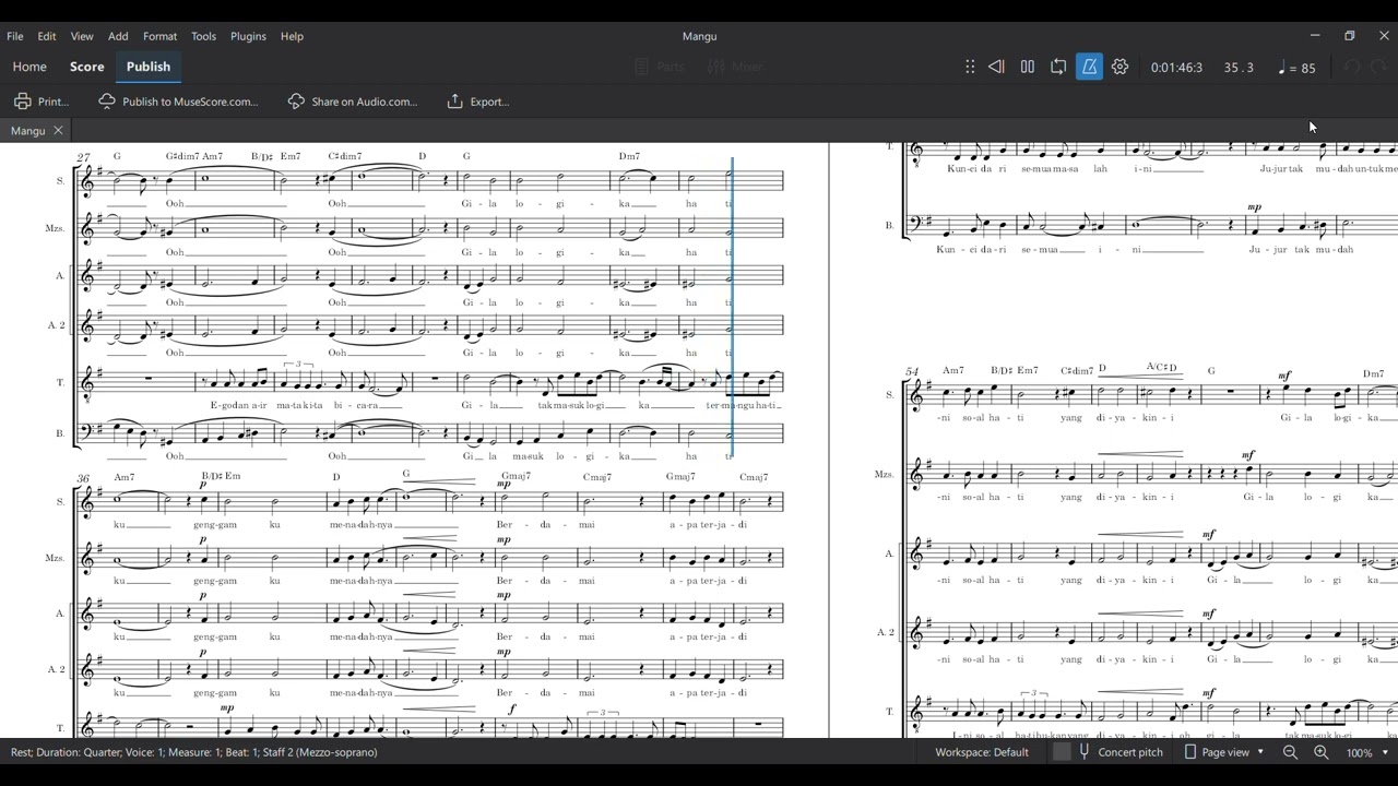 Mangu (Fourtwnty feat. Charita Utami)- Choral Arrangement with Musescore 4