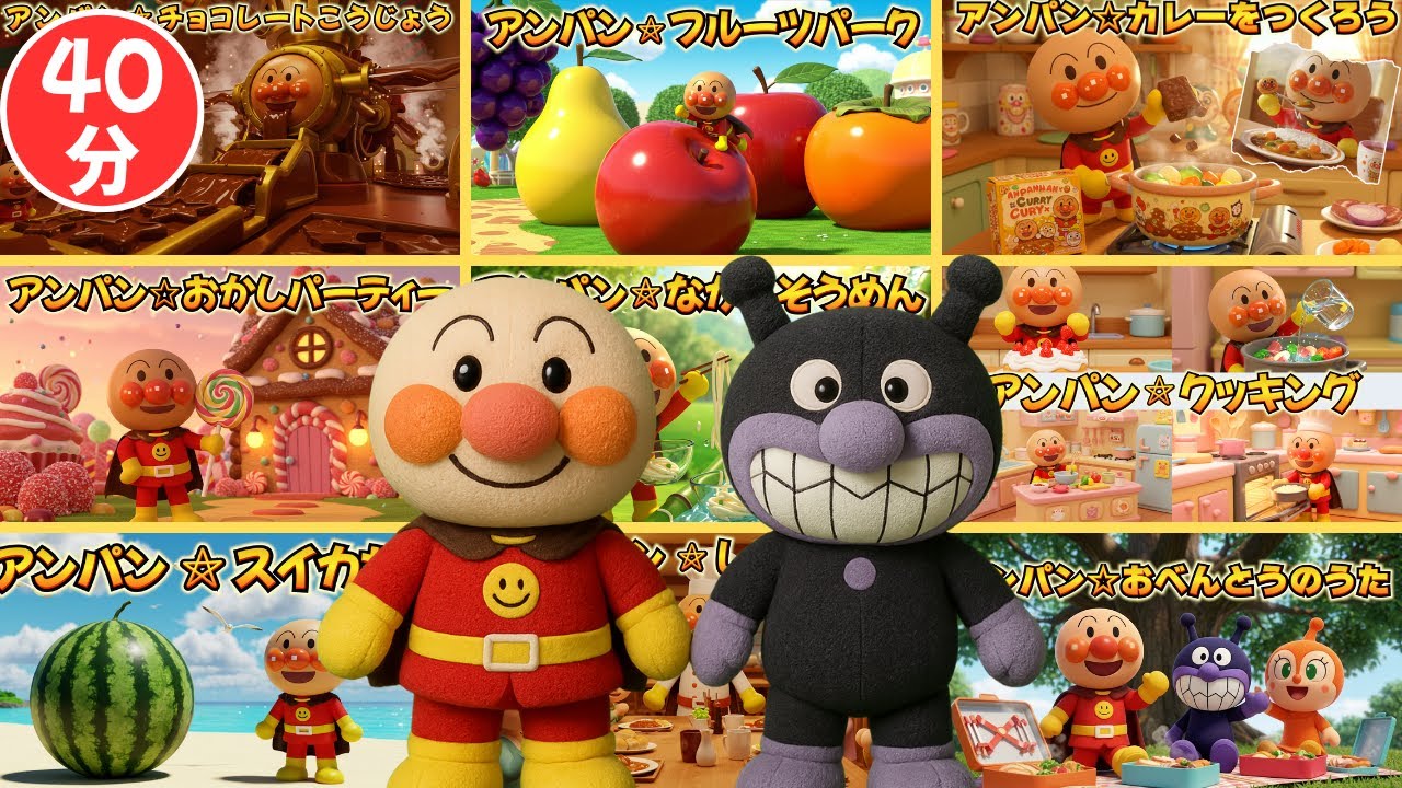 アンパン☆たべもののうた総集編🍴✨Anpan☆Food Song Medley #アンパンマン #キッズソング #知育ソング #幼児向け #たべもの #食育ソング #youtubekids