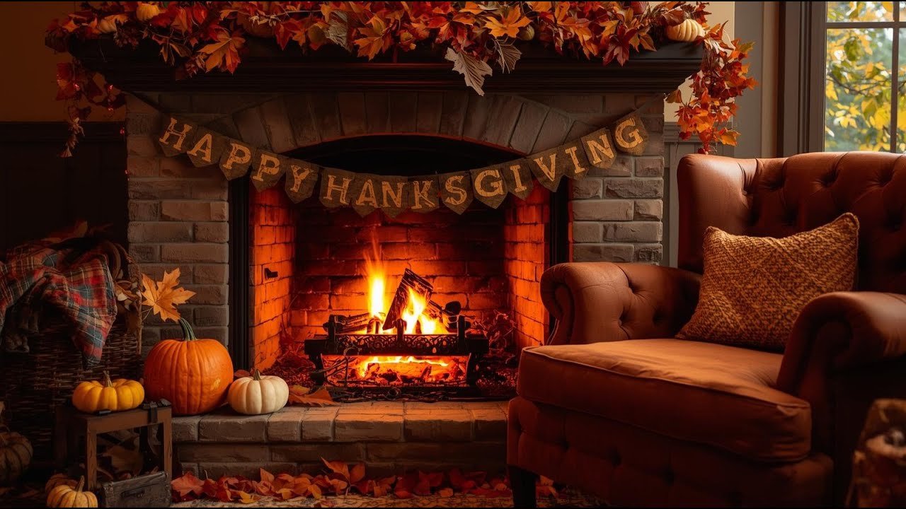 Thanksgiving Jazz by the Fire 🔥  Cozy Autumn Ambience