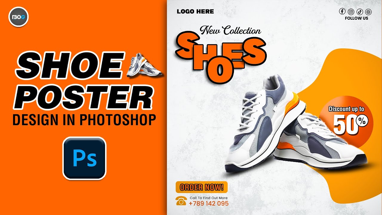Photoshop Shoe Poster Design Tutorial | Social Media Shoe Poster Design in Photoshop