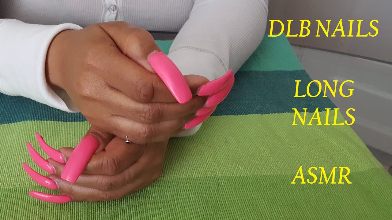 DLB Nails - LONG NAILS - ASMR - Applying Lotion with Pink Long Nails with pictures at end💗💗💗