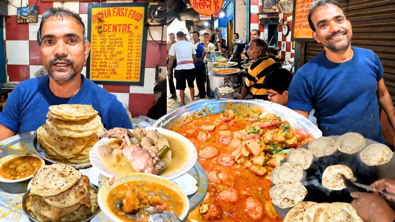 Cheapest Food Of Kolkata | Paratha Ghugni Aloo Dum & Chicken Stew ONLY ₹30 | Indian Street Food