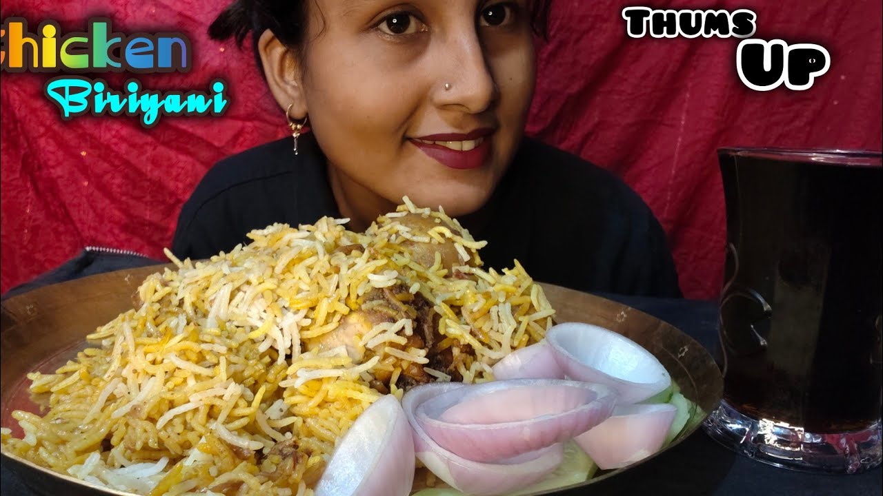 CHICKEN BIRYANI R THUMS UP EATING SHOW #khaikhai #mukbang #biriyanilovers #chicken 