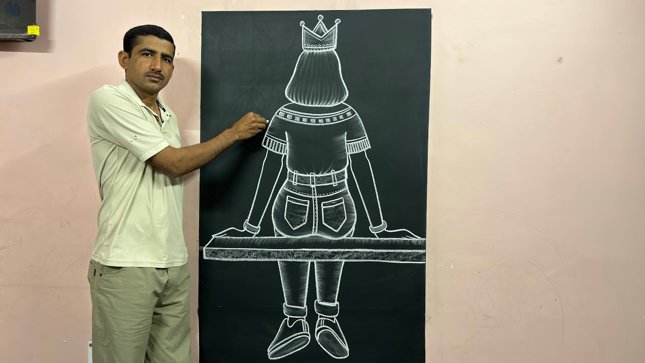 Learn to draw a girl sitting on a wooden plank || #girldrawing #artist #todayart 