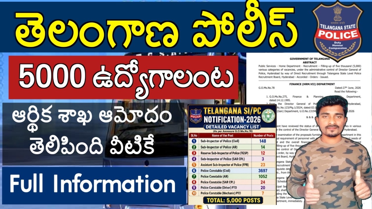 Telangana Police Recruitment 5000 Posts Big Update 2026 | TS Police Constable & SI Jobs 2026