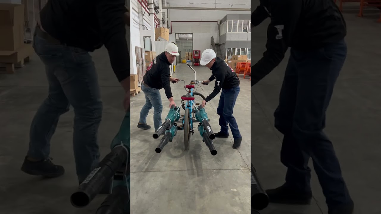 Tandem bicycle with blower drive Makita