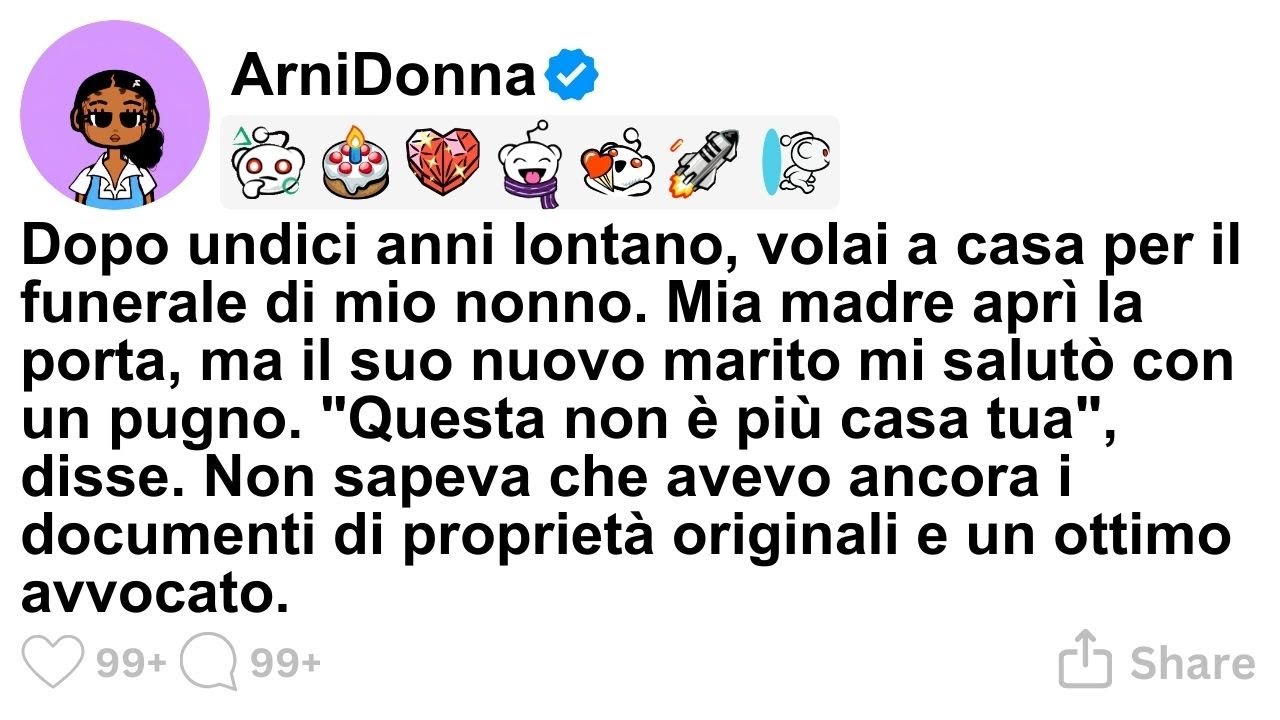 [STORIA COMPLETA] Dopo undici anni lontano, volai a casa per il funerale di mio nonno. Mia madre apr
