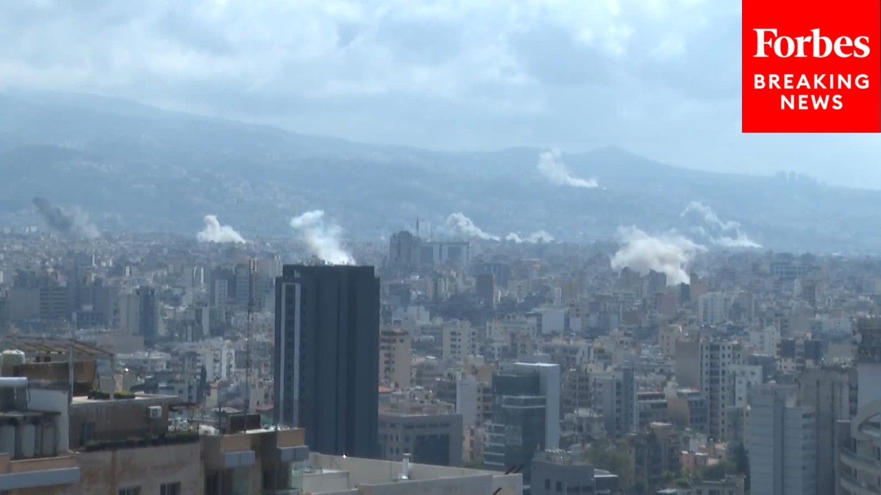 Towers Of Smoke Rise Over Beirut As Israel Continues To Strike Lebanon