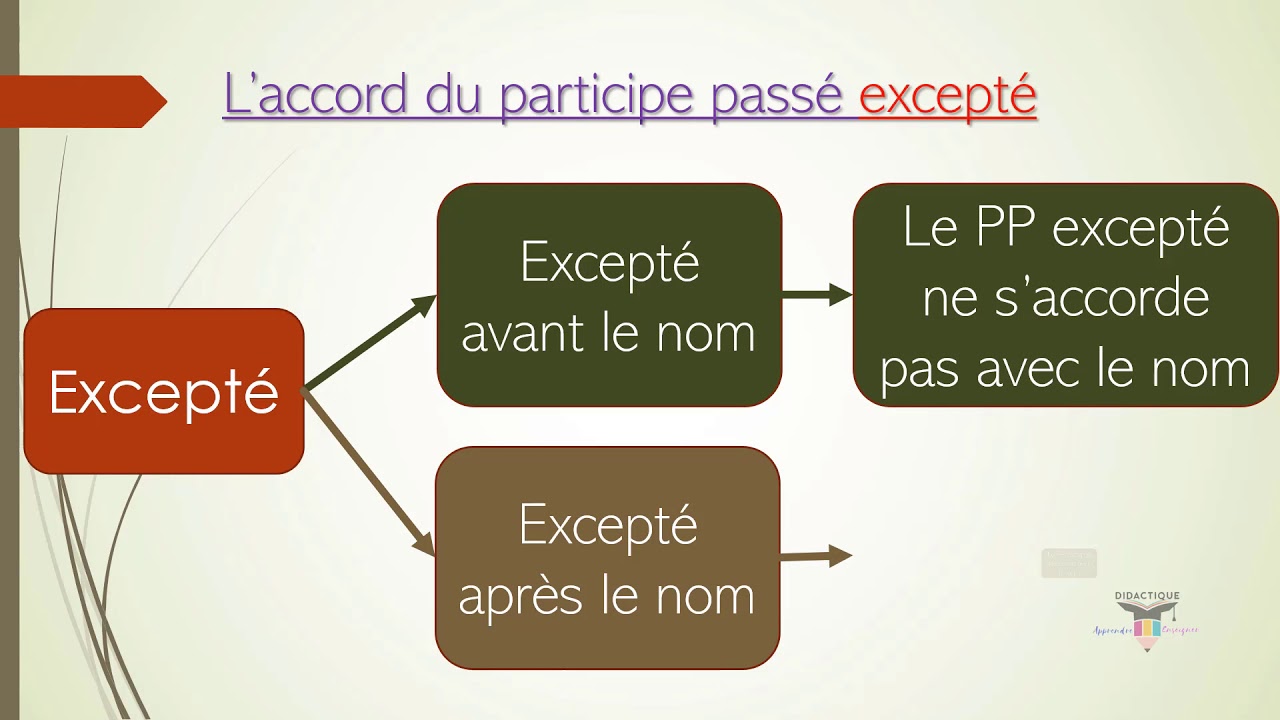 L'accord du participe passé '' excepté ''