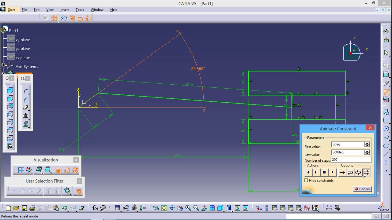 Catia V5 tutorials for beginners, full, Slider Crank Mechanism in Catia v5