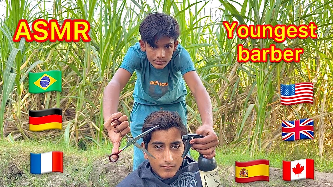 ASMR youngest barber 💈 in the world cut longest hair haircut 