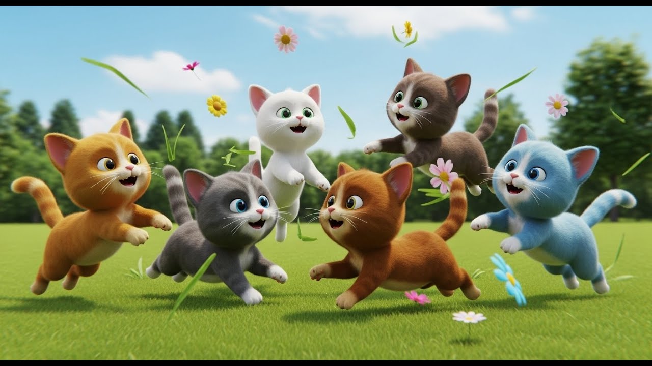 Cinco Gatinhos Chase Chase Chase | Rimas e Canções Infantis
