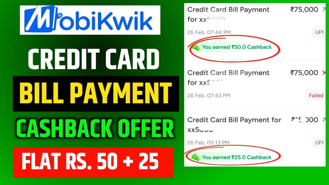 Credit Card Bill Payment Cashback Offers - MobiKwik Cashback Offer Today