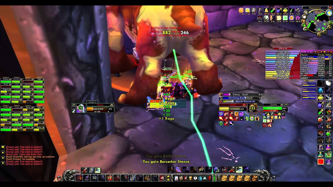 Classic WoW Naxxramas Gluth Kill Fury Warrior POV